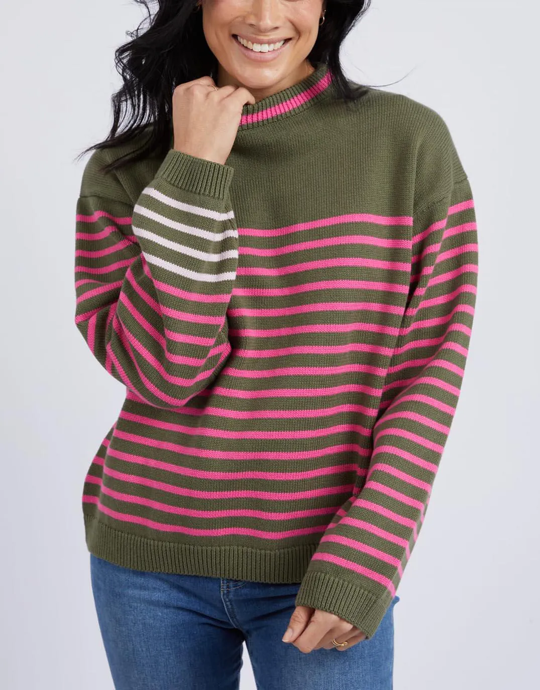Penny Stripe Knit - Clover/Shocking Pink Stripe