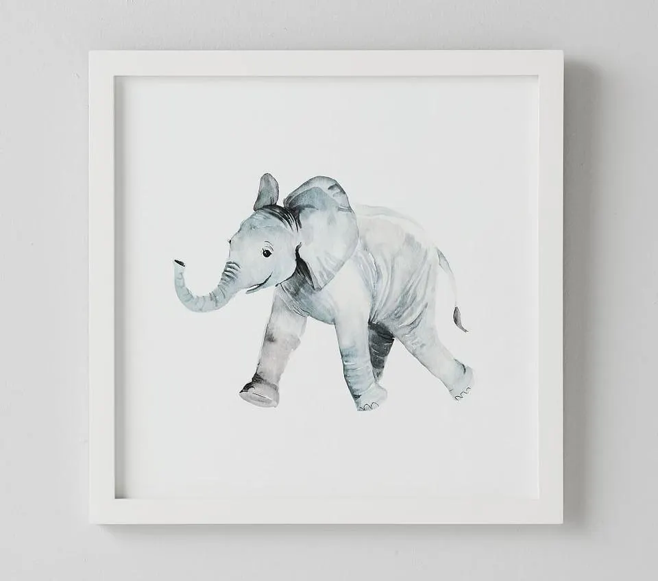 Elephant Nursery Animal Framed Art