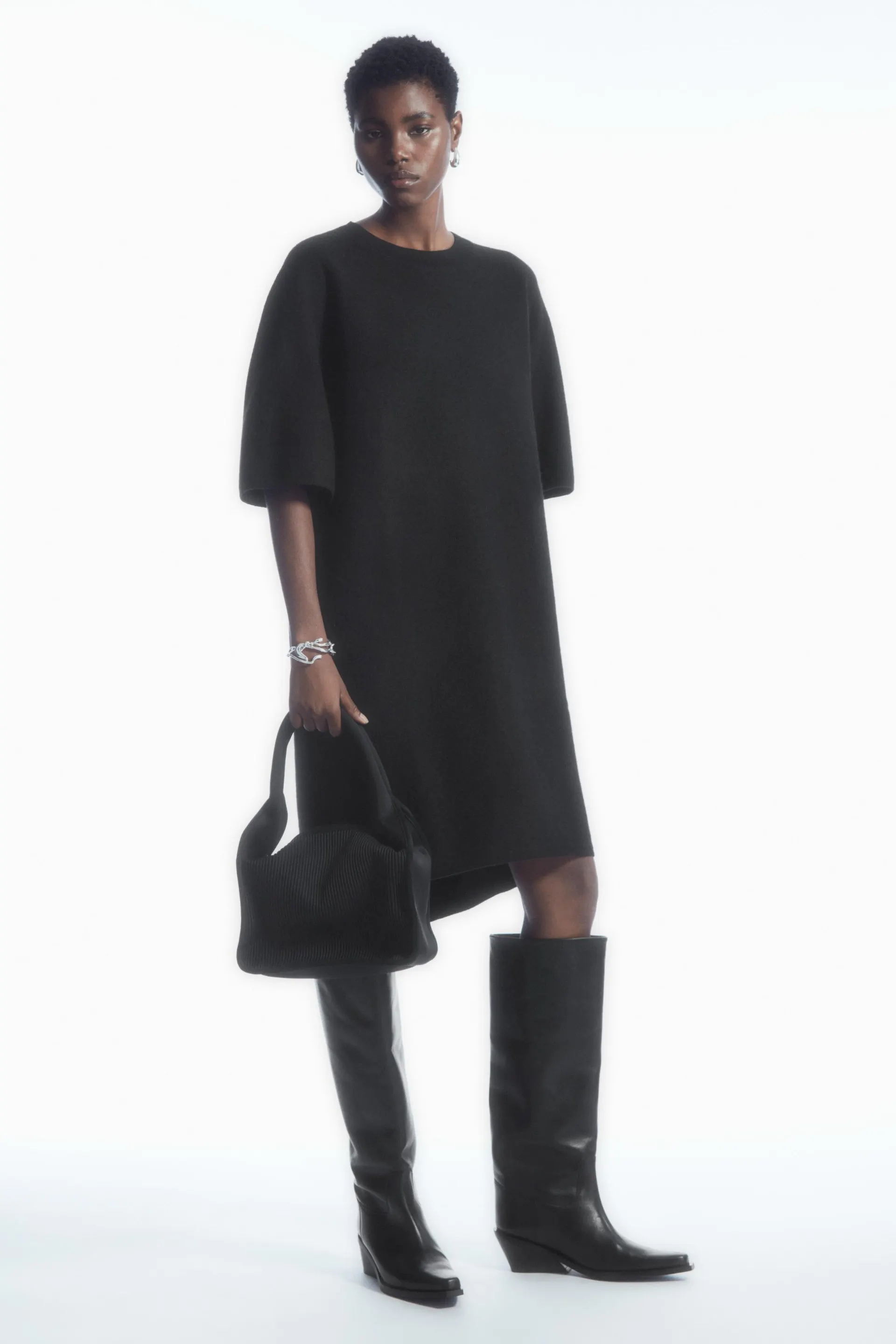 OVERSIZED-FIT WOOL T-SHIRT DRESS