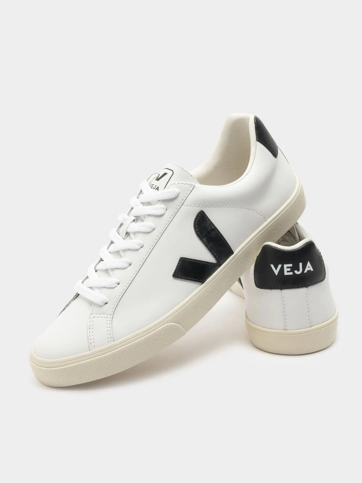 Unisex Esplar Logo Leather Sneaker in Extra White & Black