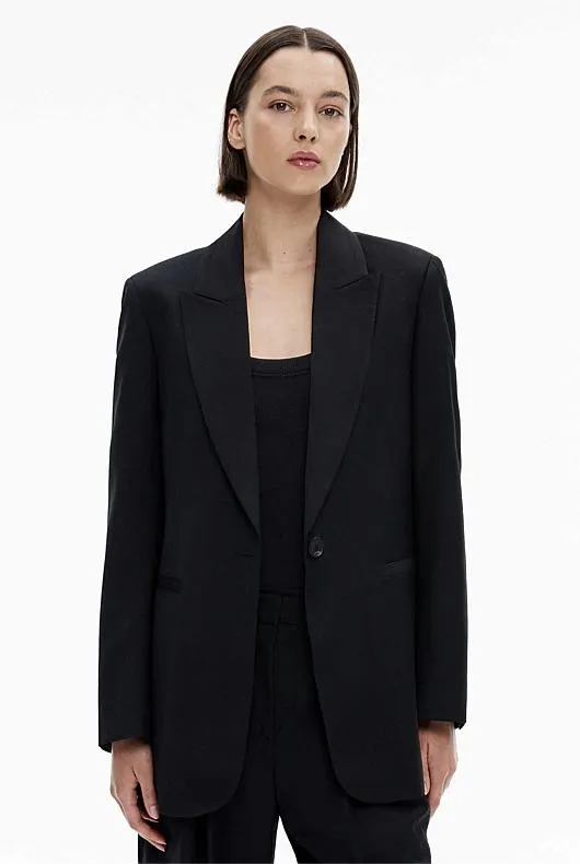 Wool Blend Boxy Blazer