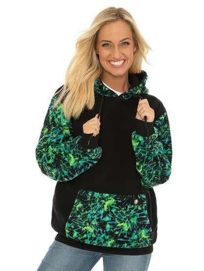 Unisex Fleece Hoodie Black & Aqua