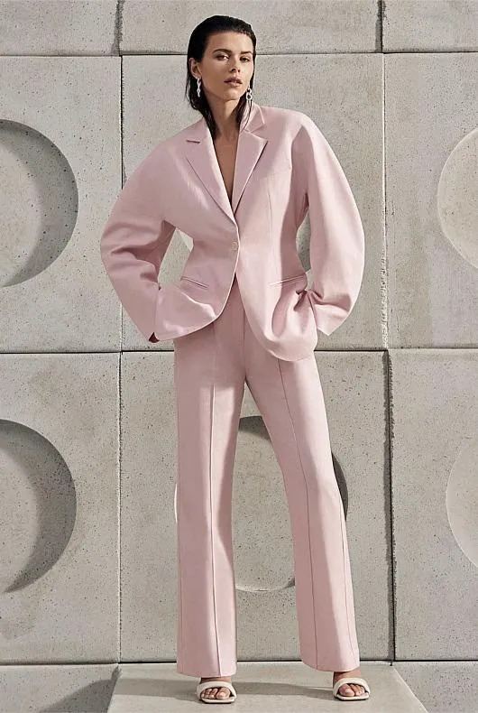 Linen Blend Dolman Single-Breasted Blazer