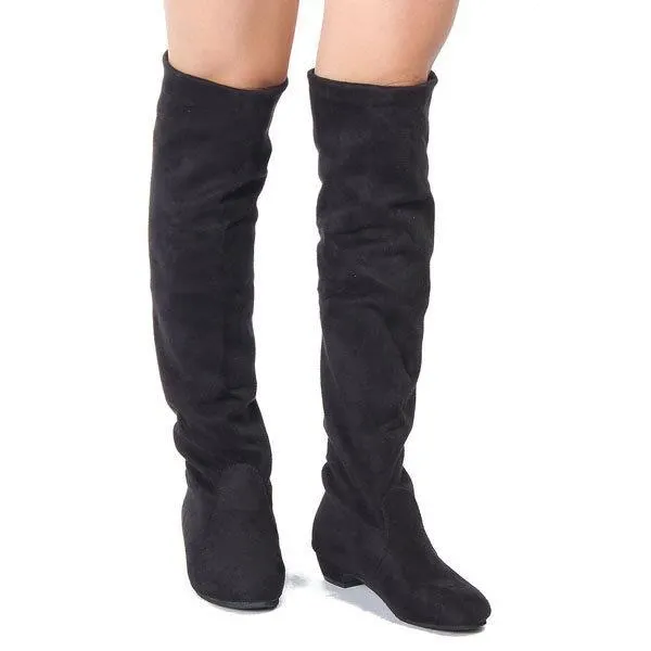 Newchic Women Casual Flat Over The Knee Stretchy Boots