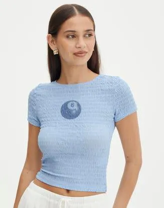 Print Shirred T-Shirt