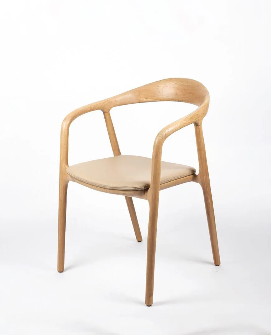 Raglan oak armchair - biscotti leather