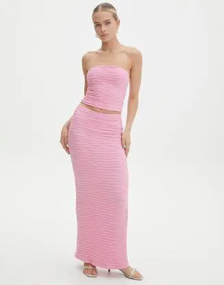 Textured Slim-fit Maxi Skirt