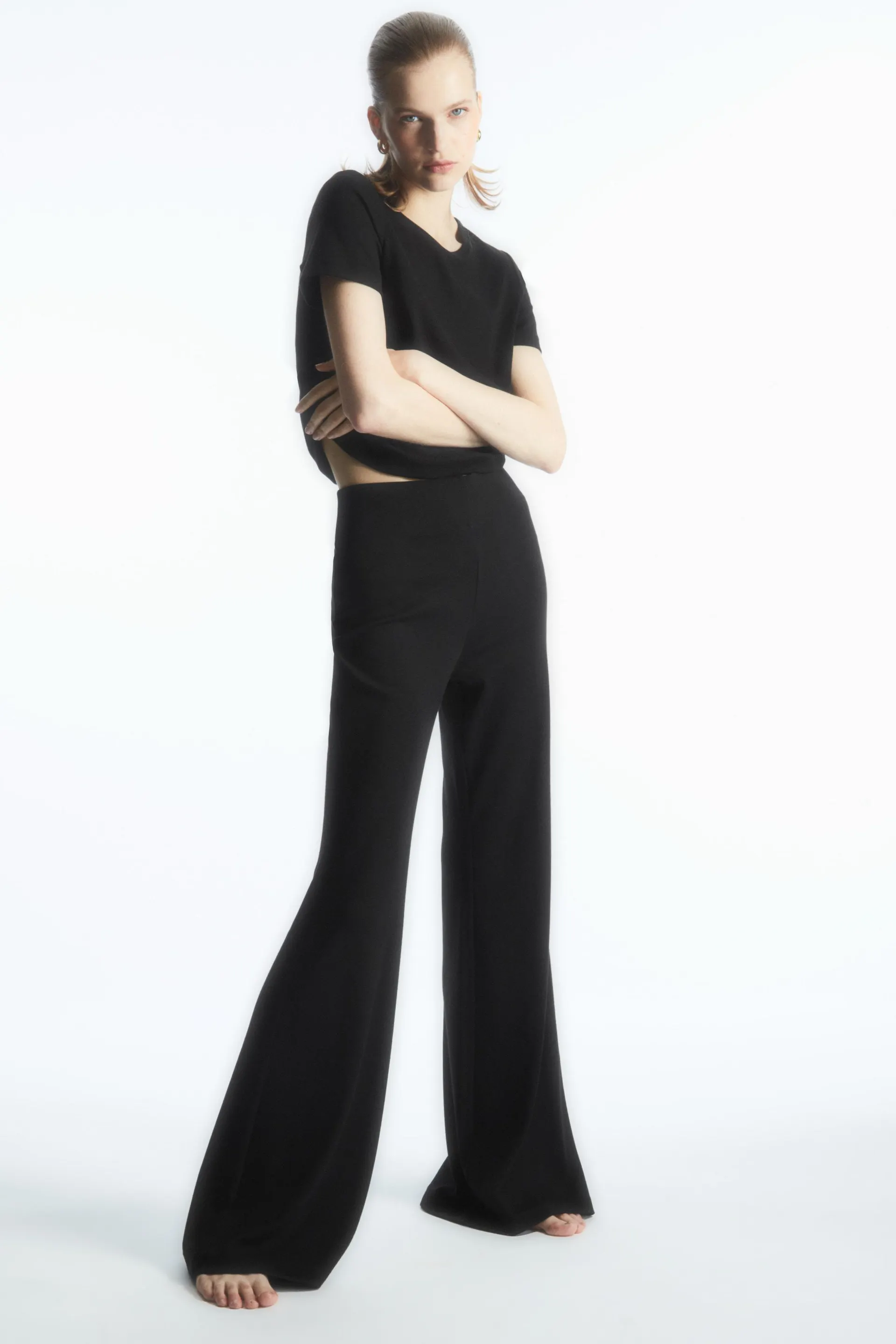KICK-FLARE JERSEY PANTS