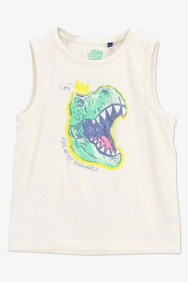 Witte tanktop King T-rex
