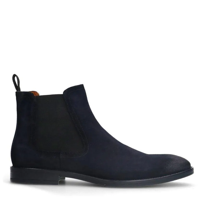 Blauwe suède chelsea boots
