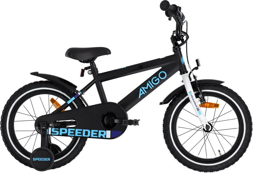 AMIGO Speeder 16 Inch Jongens Terugtraprem Zwart/Blauw