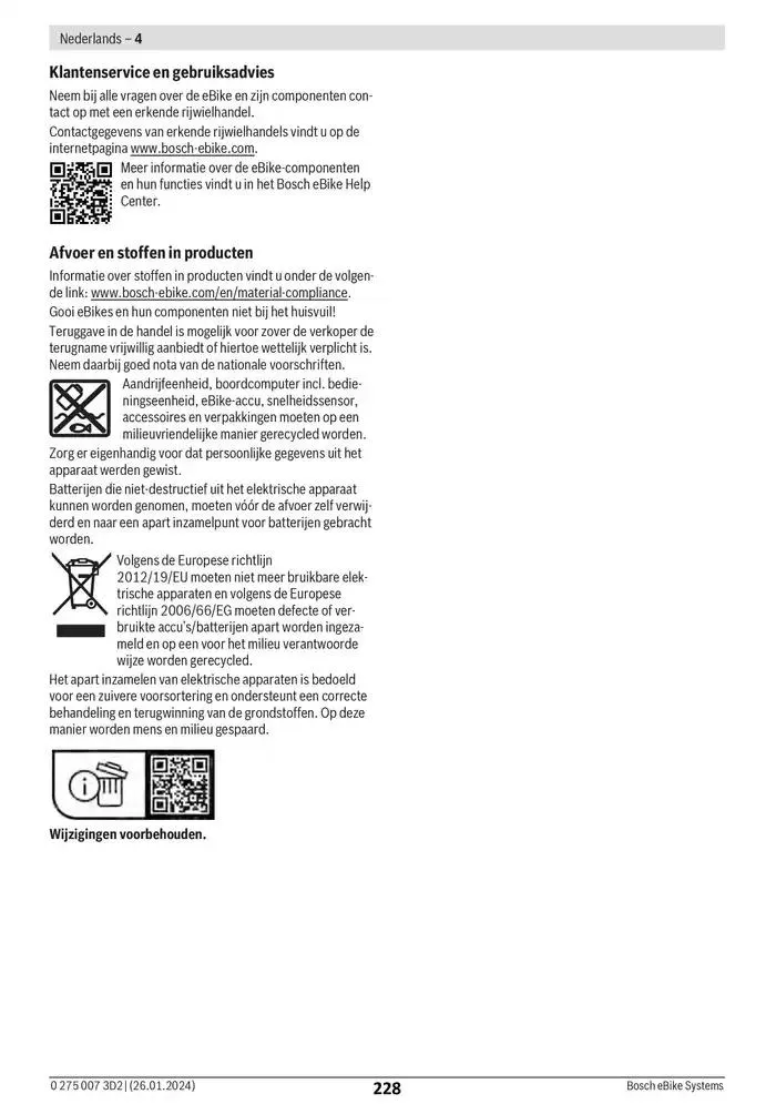 Electric Bike Manual van 12 februari tot 12 augustus 2025 - folder pagina 228