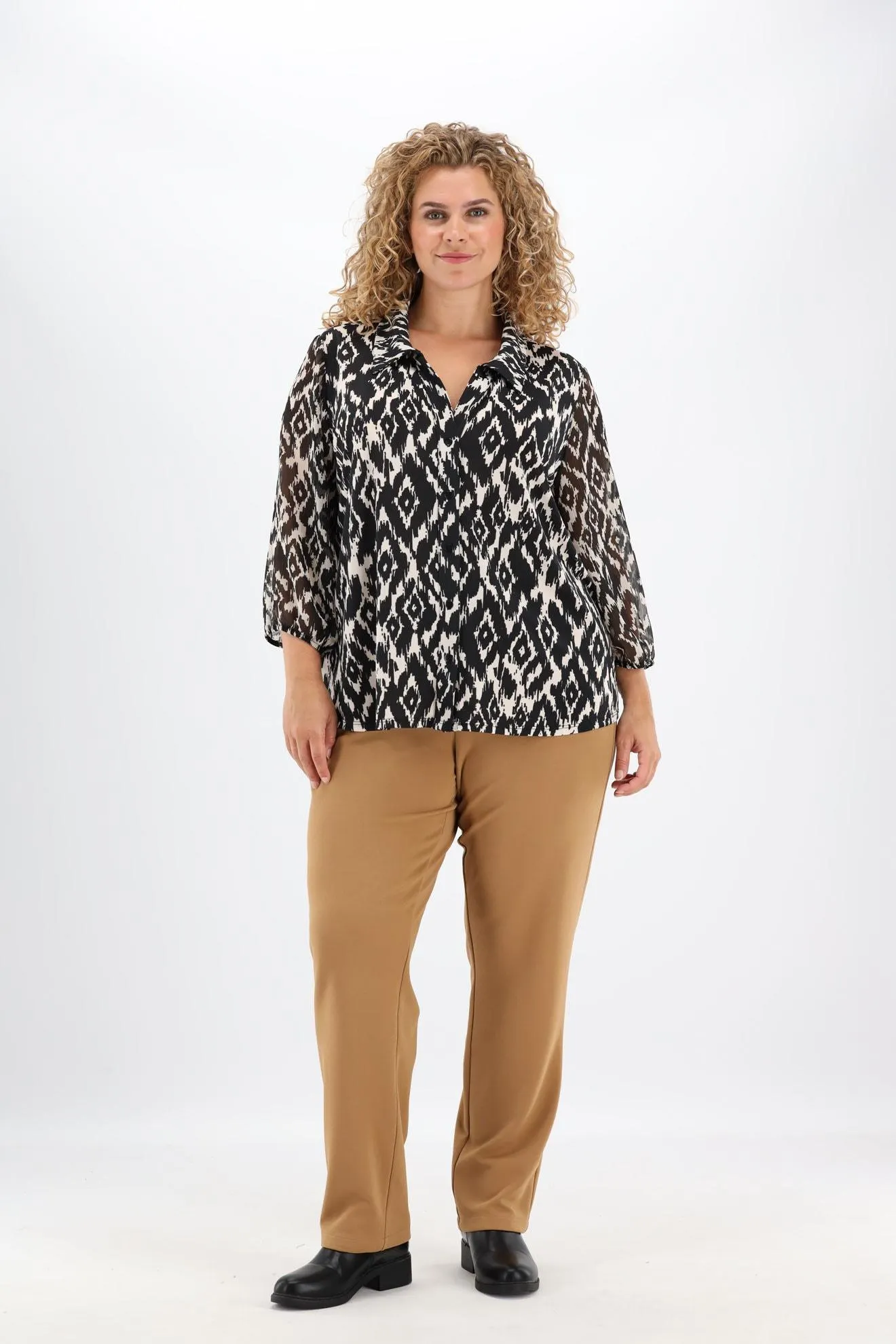 Zwart geruite blouse