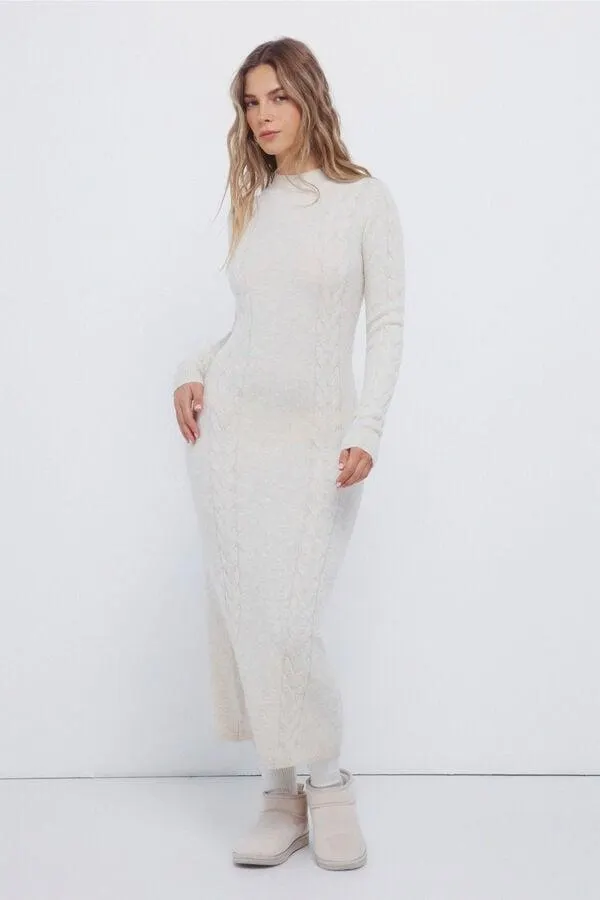 Vestido midi punto cable knit
