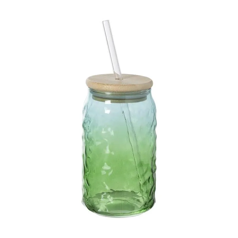 Mason jar iriserend - groen - ø7.5x14 cm