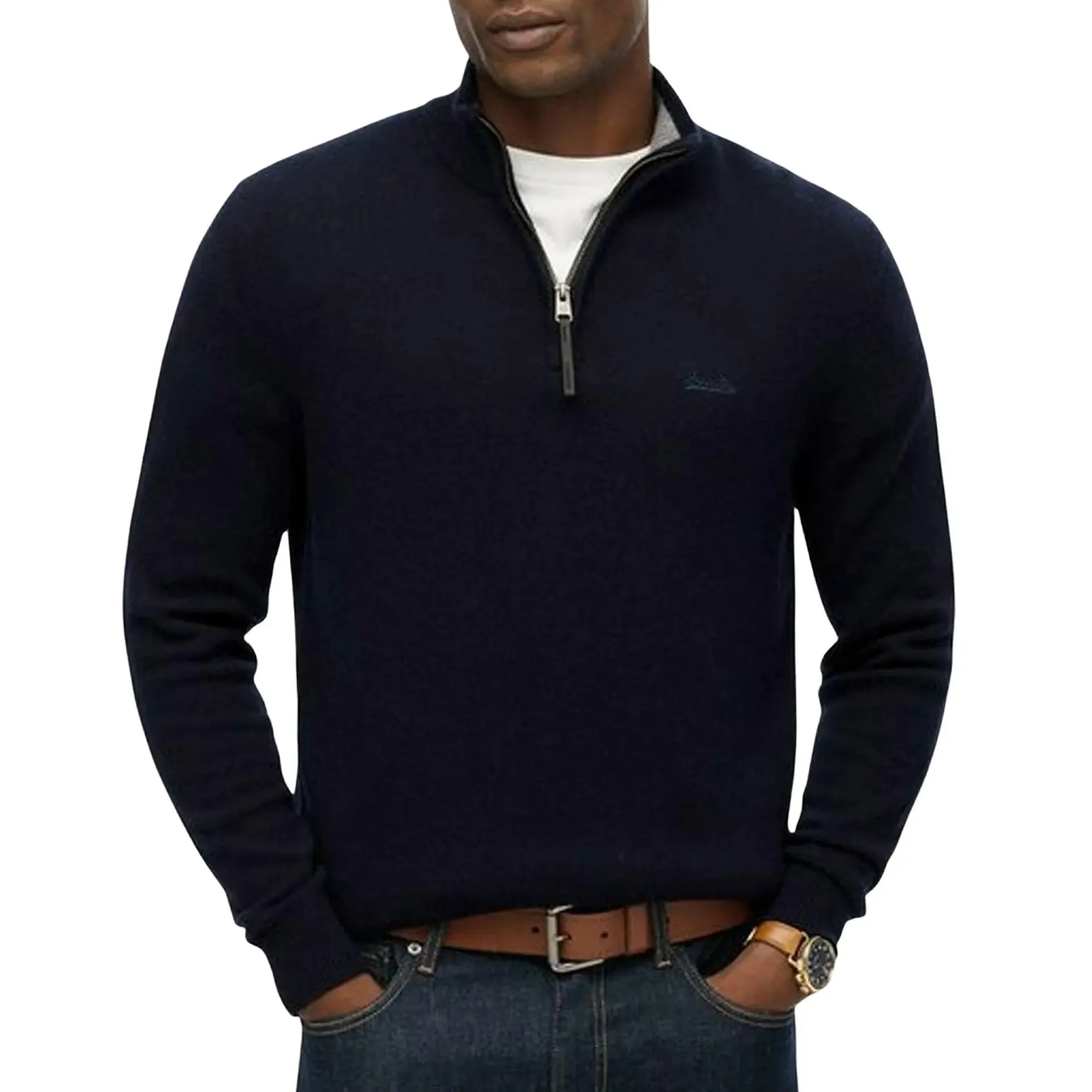 Wool Blend Half Zip Sweater Heren