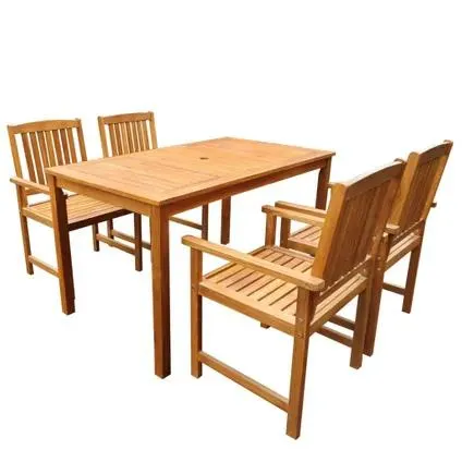 table et chaise d'extérieur vidaXL Brun meubles de jardin en bois