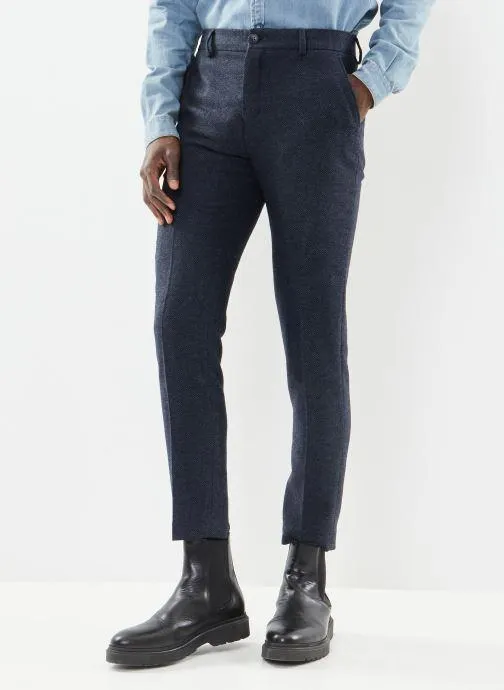 Slhslim-Isac Navy Herrigbone Trs B Noos - Blauw