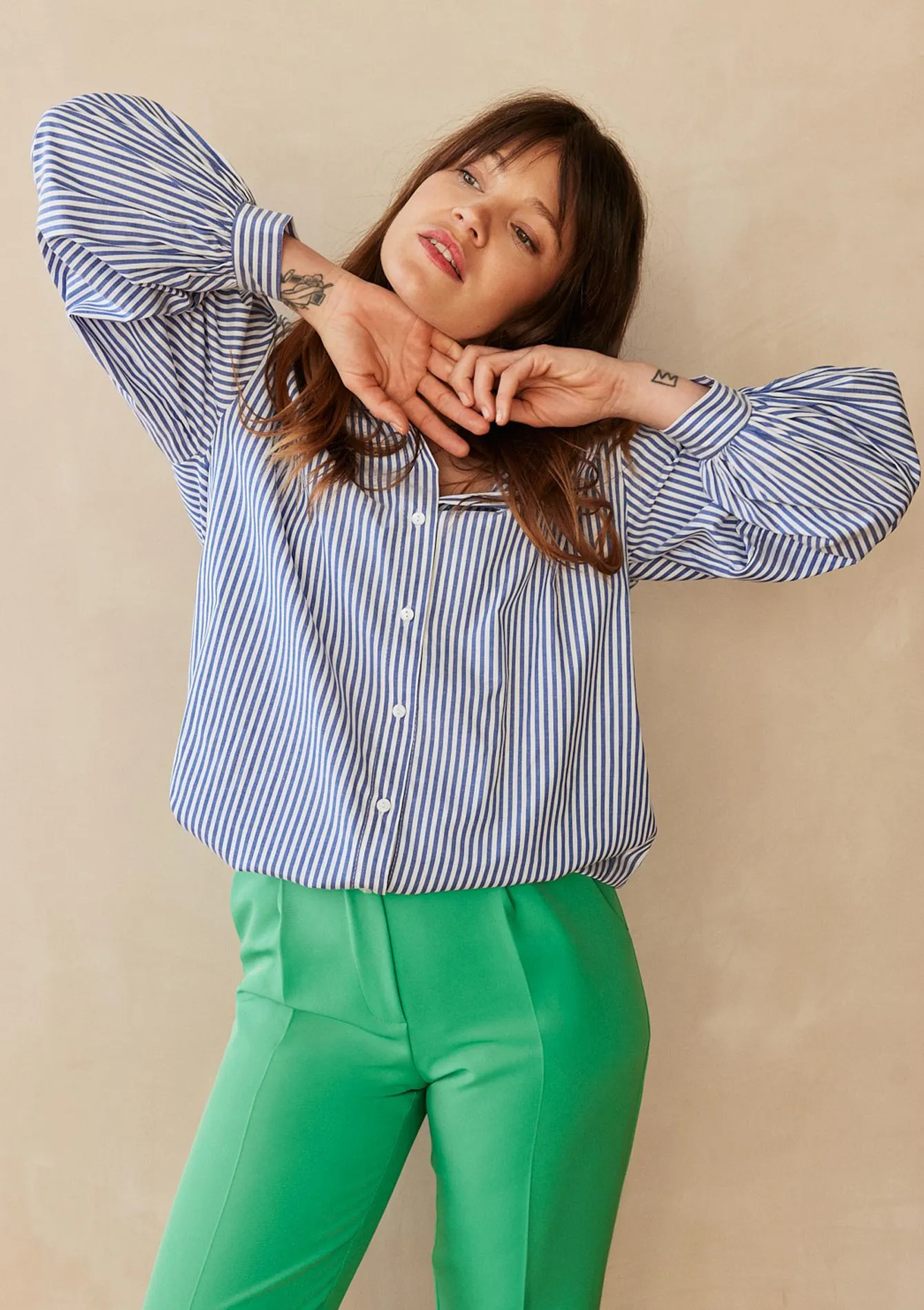 Oversized poplin shirt with stripes