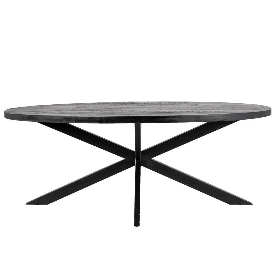 Eettafel Ovaal 200cm - Mangohout Zwart - Matrix-Poot - Mansour