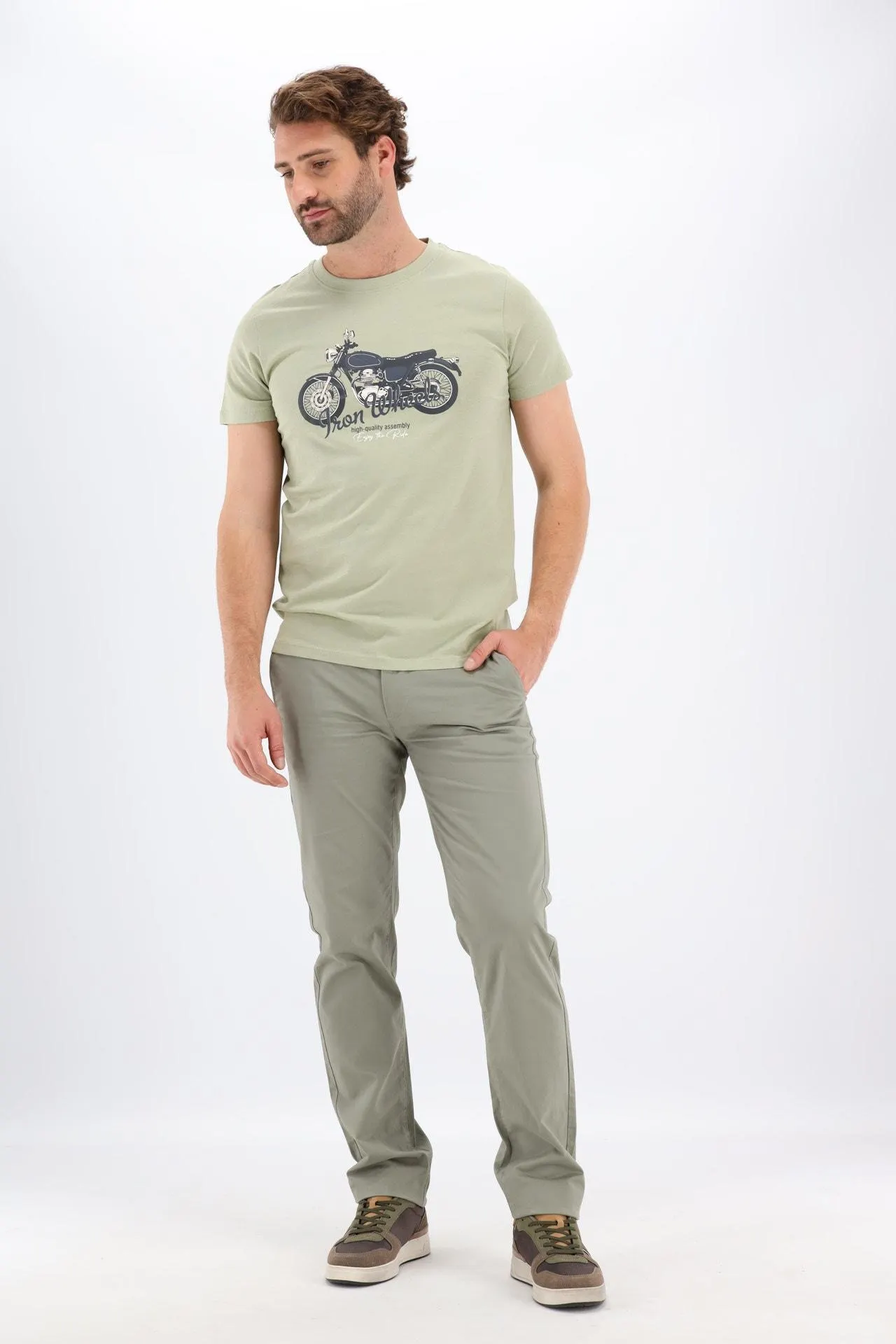 Lichtgroen T-shirt met motorfiets