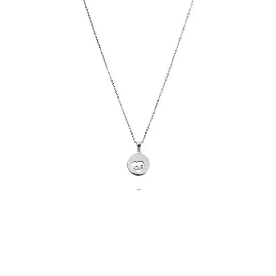 Halsketting in edelstaal, ronde hanger met hart