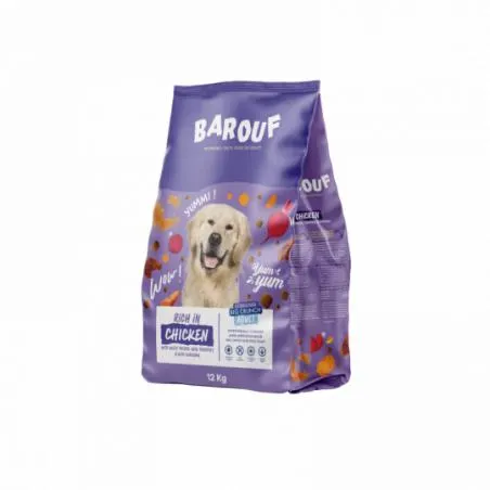 BAROUF BIG CRUNCH RICHE EN POULET, À LA PATATE DOUCE, AUX TOMATES ET AVEC DU CURCUMA POUR CHIEN ADULTE 12KG