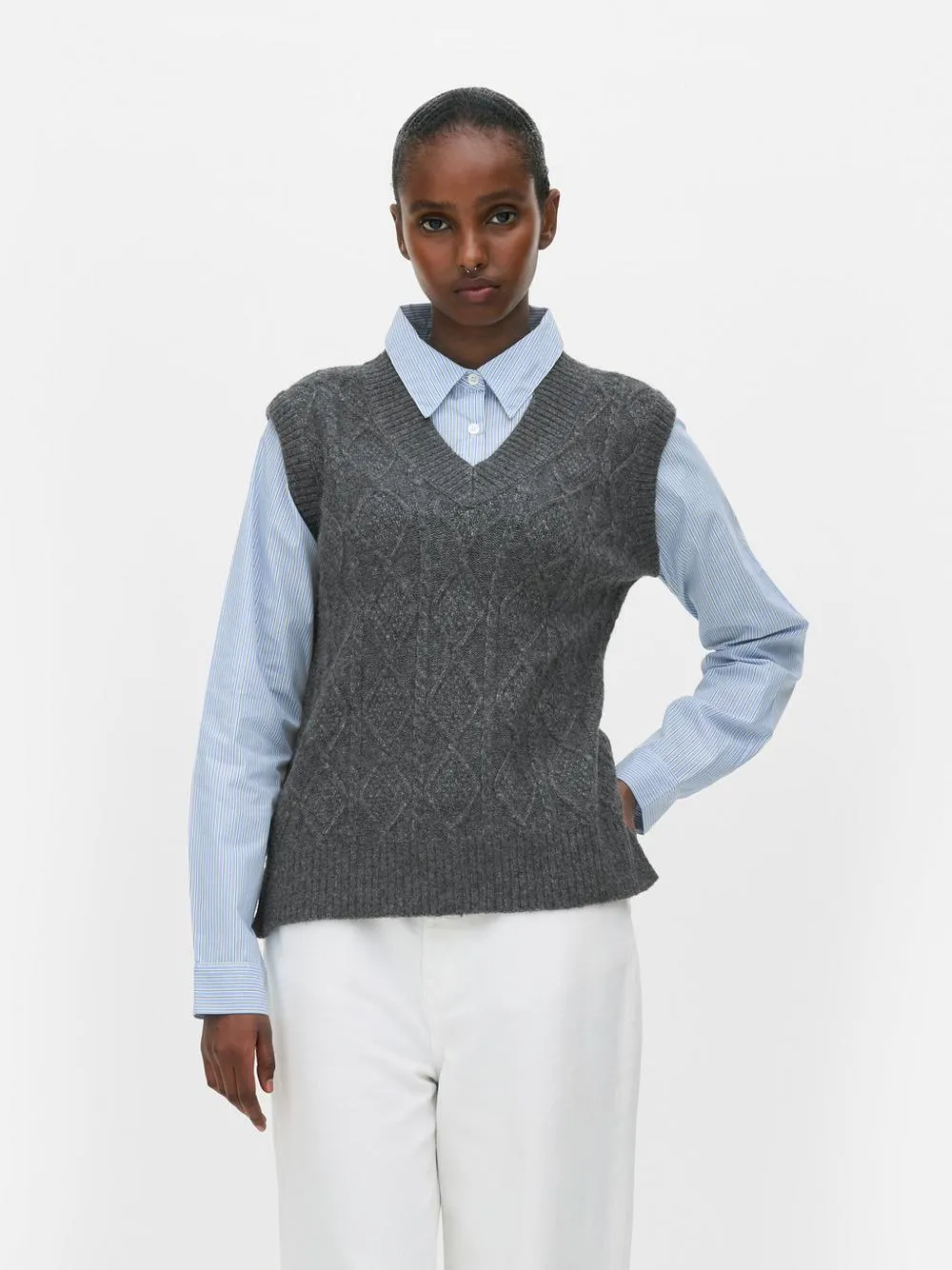 Débardeur 2 en 1 en maille torsadée