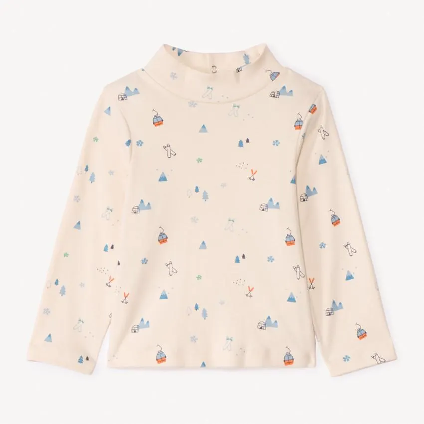 Sous-pull col montant imprimé ski pour bébé garçon