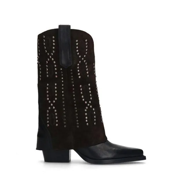 Zwarte suède western laarsjes met studs
