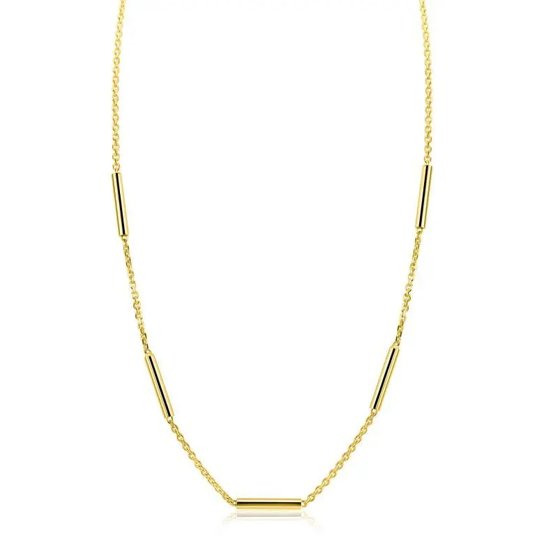 ZINZI gold plated zilveren schakelketting 45cm met vijf gladde ronde staafjes ZIC2800G