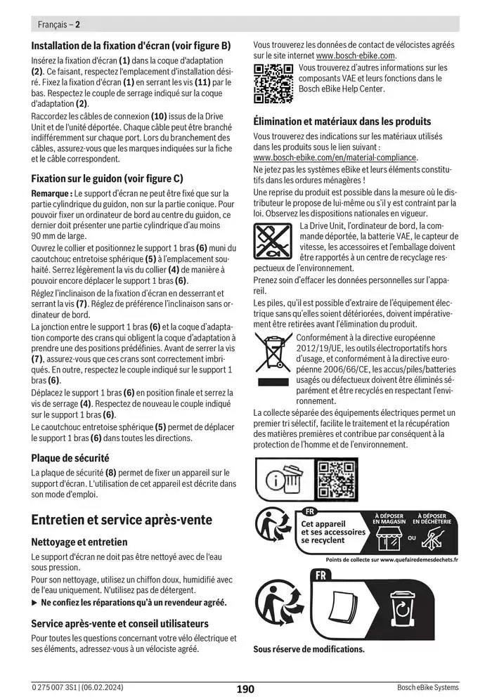 Electric Bike Manual van 12 februari tot 12 augustus 2025 - folder pagina 190