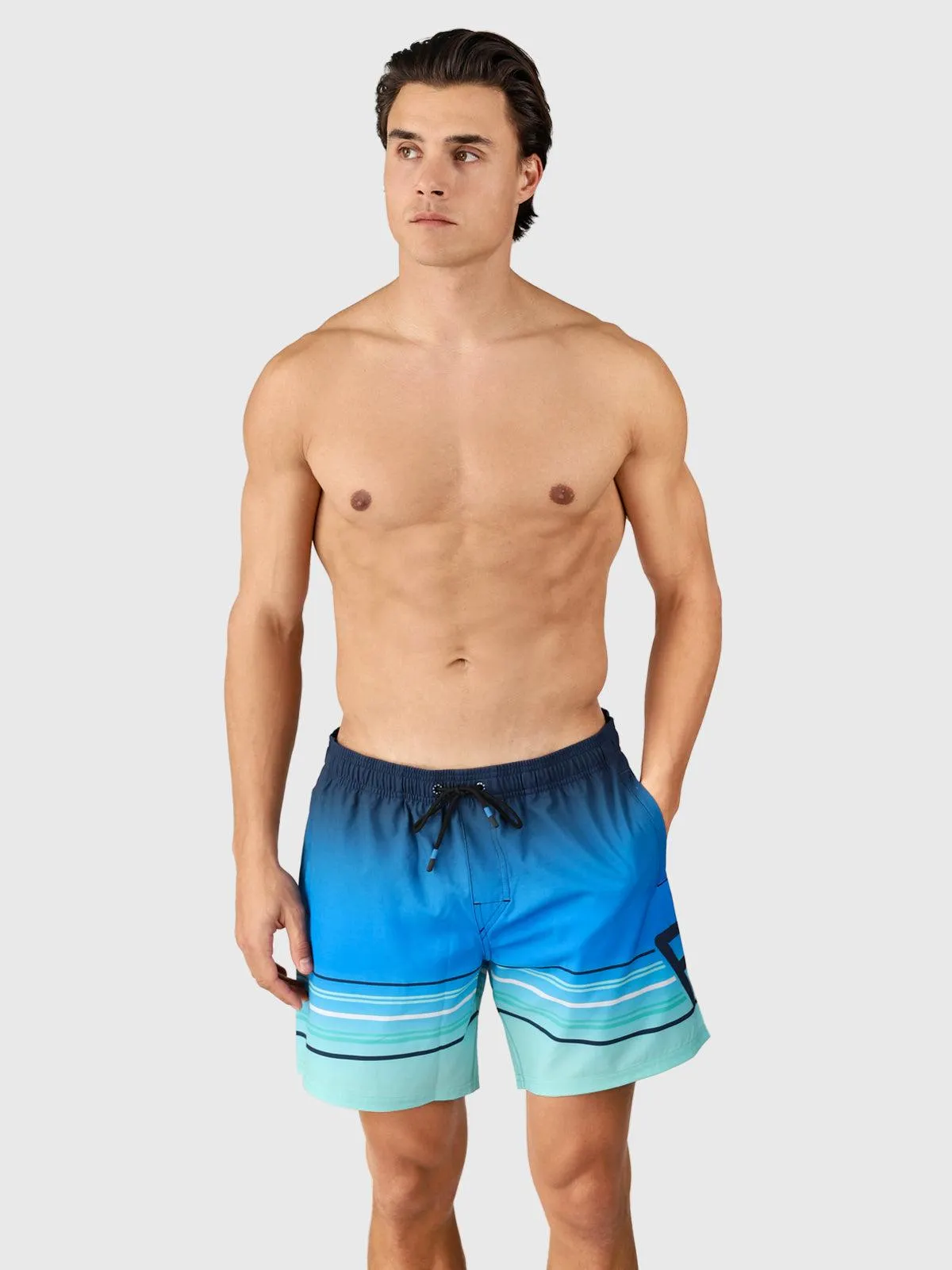 Bru-conic-Stripe Men Swim Shorts | Neon Blue