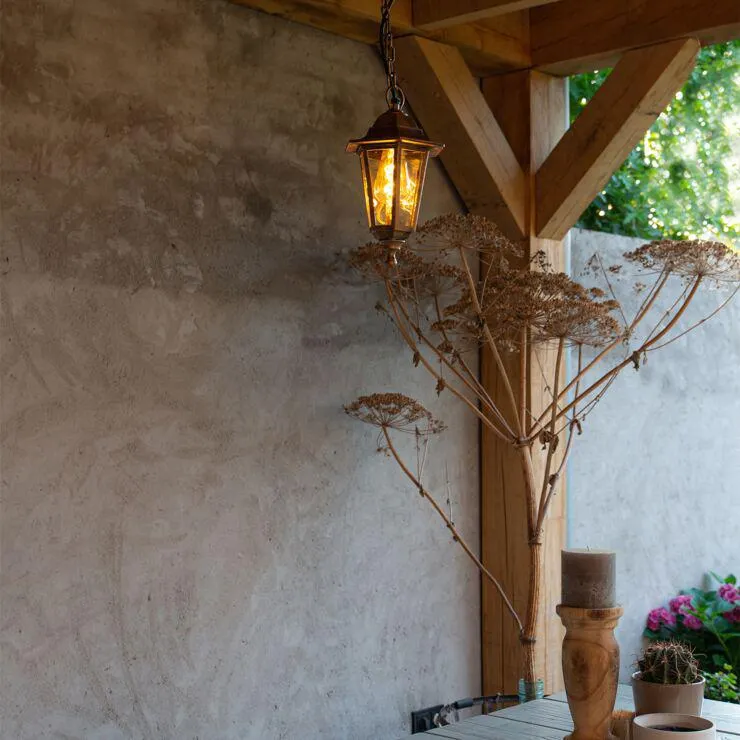 Buiten hanglamp antiek goud IP44 - New Haven