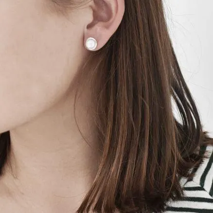 Oorbellen in zilver, parel en zirkonia