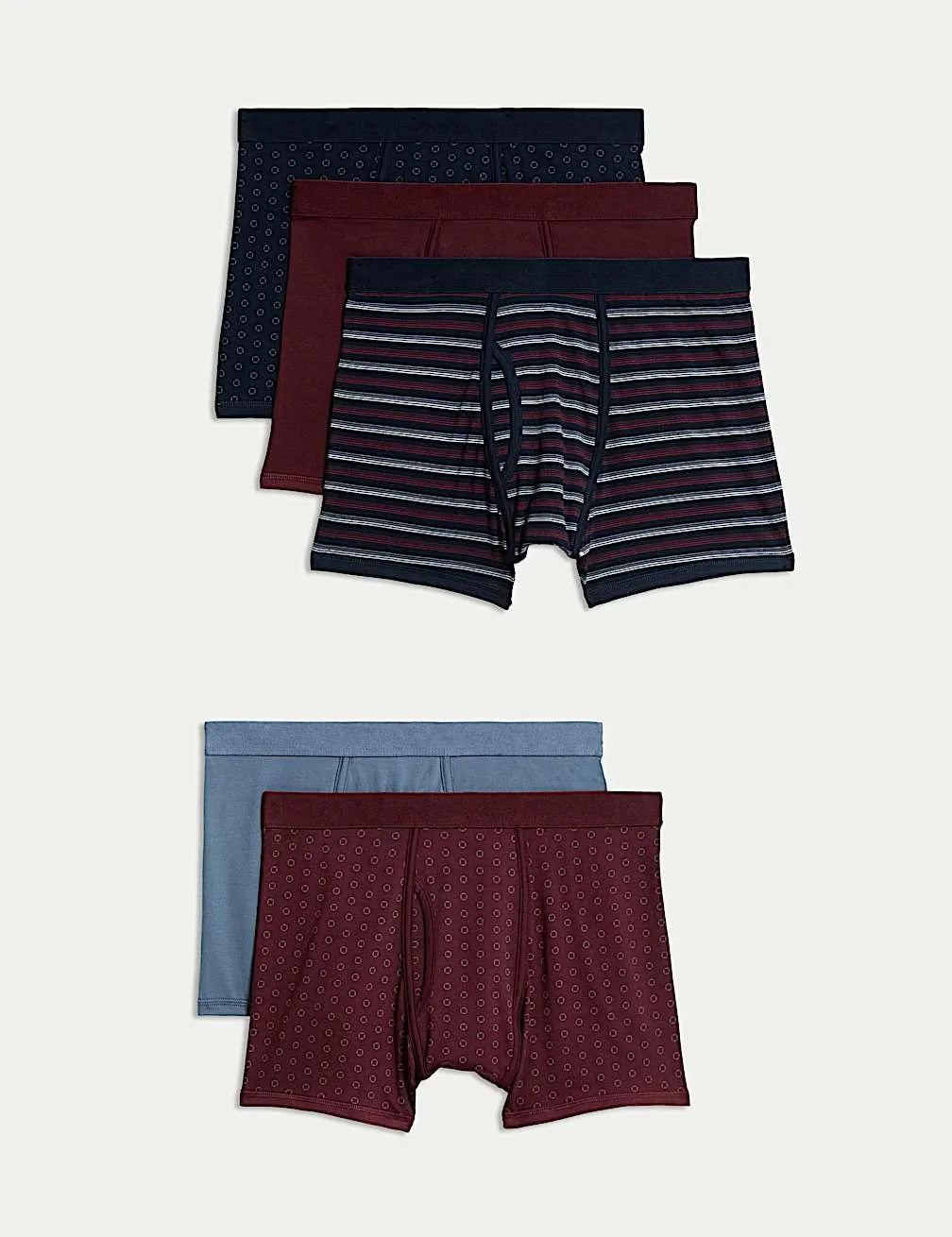 5pk Cotton Stretch Cool & Fresh Trunks