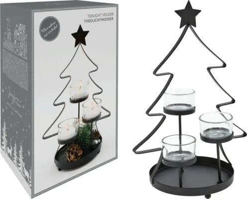ACC690820 Kerstboom Theelichthouder - 19 x 14 x 29,5 cm