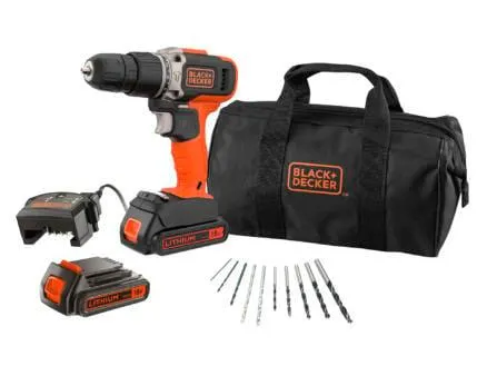 Black+Decker BCD003BA10S-QW klopboorschroefmachine 18V Li-Ion met 2 accu’s +10 accessoires