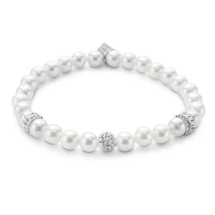 Armband in zilver, parels en kristallen
