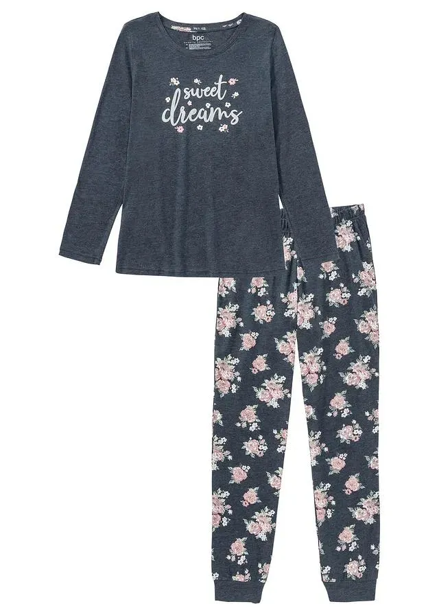 Pyjama bleu chiné floral