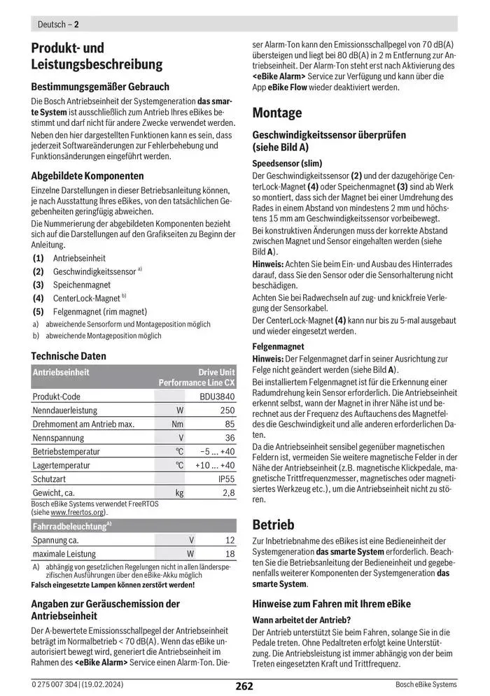 Electric Bike Manual van 12 februari tot 12 augustus 2025 - folder pagina 262