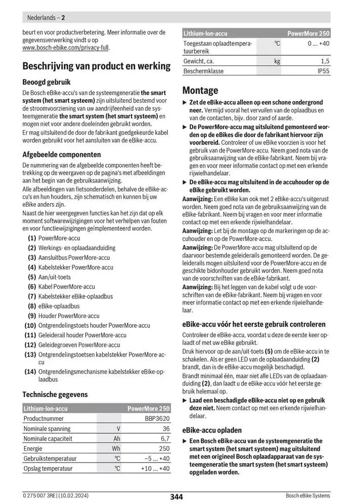 Electric Bike Manual van 12 februari tot 12 augustus 2025 - folder pagina 344