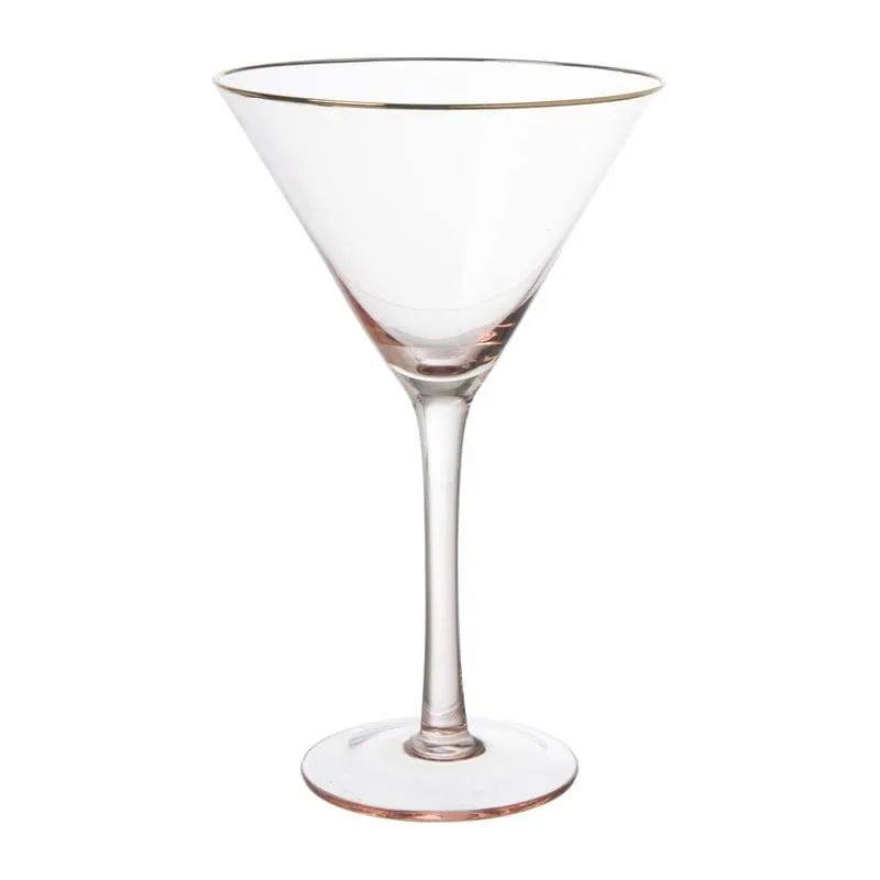Martiniglas roze gouden rand - glas - 220 ml