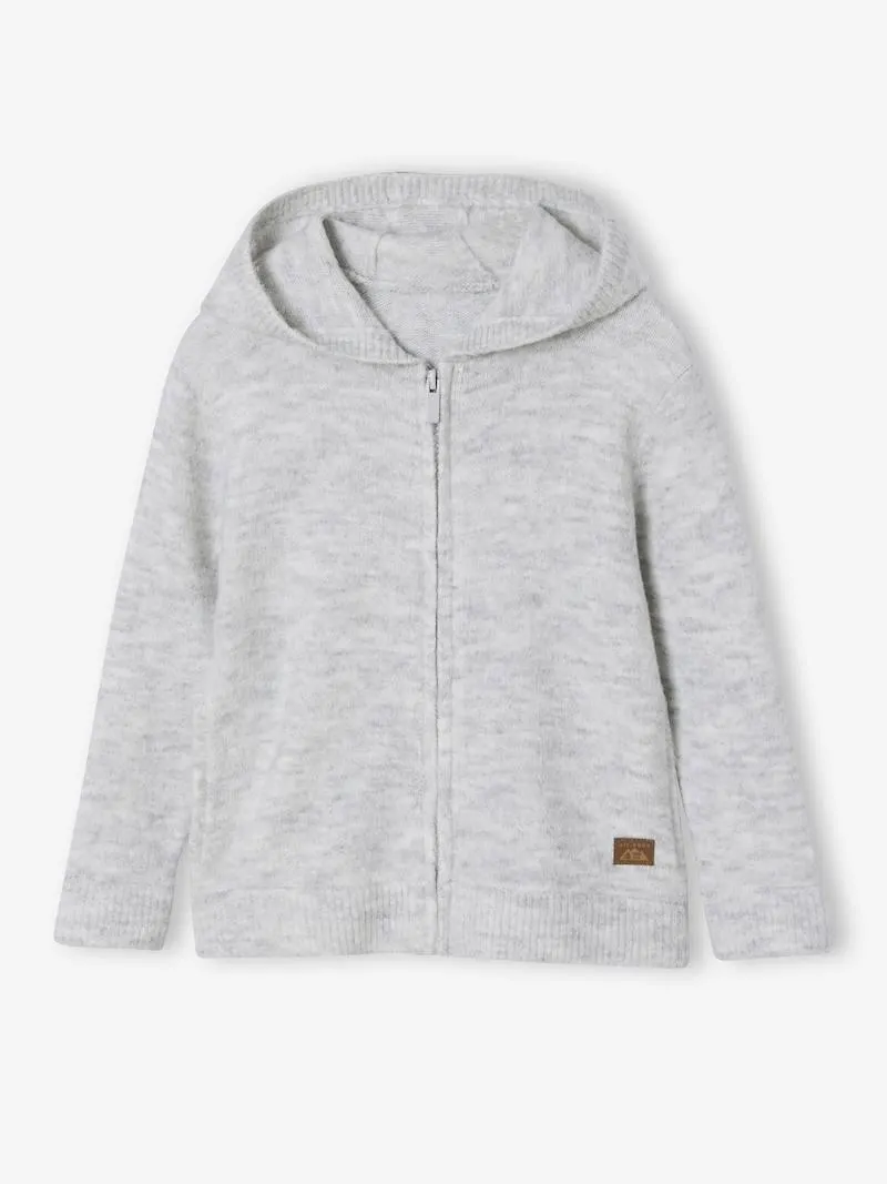 Gilet zippé à capuche garçon - gris chiné