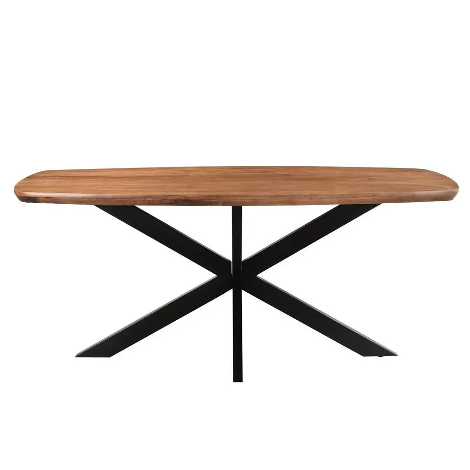 Livingfurn - Eetkamertafel Jesper Danish Oval 180cm - Mangohout / Gecoat Staal