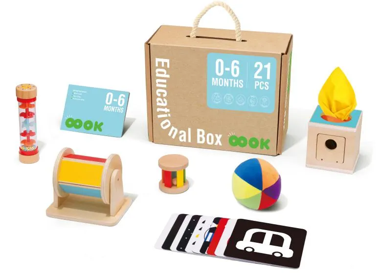Tooky Toy Educatieve Houten Speelgoed Box 0-6 maanden 21-delig