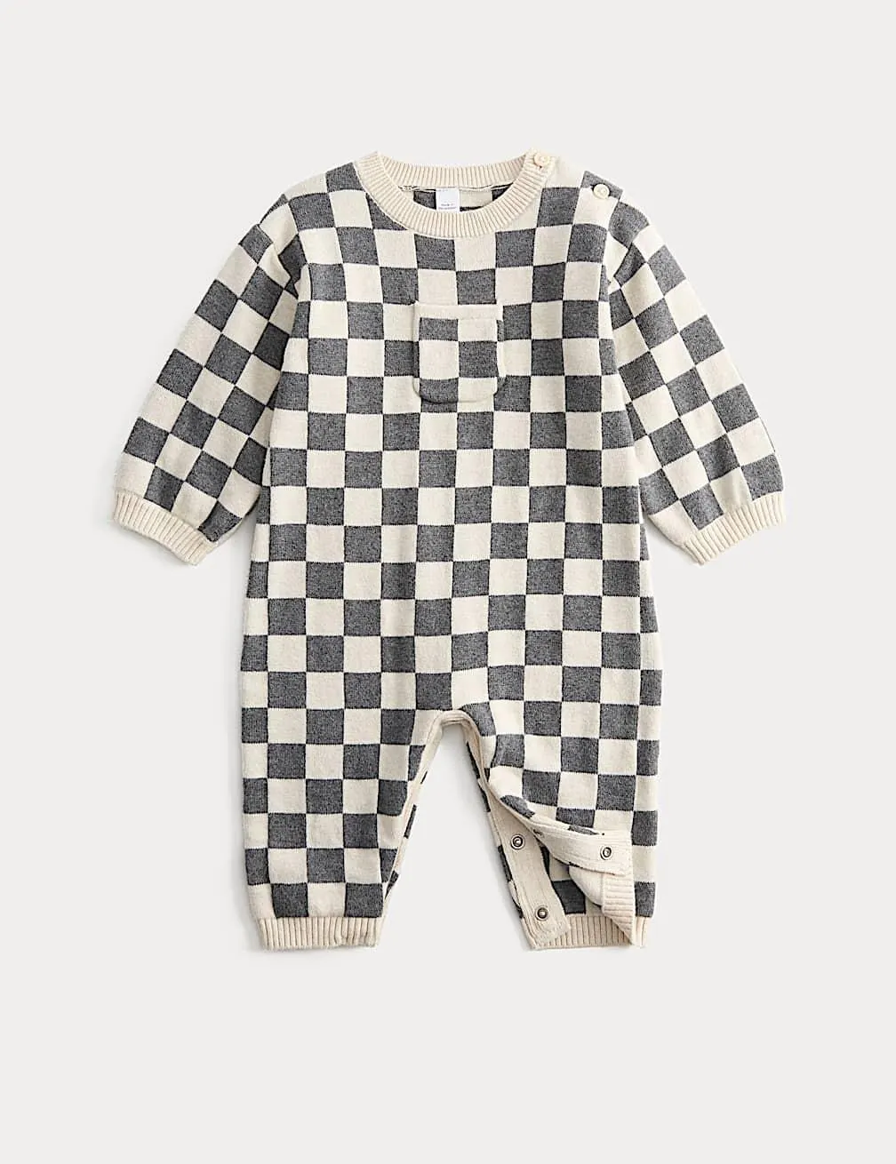 Pure Cotton Checkerboard Knitted All in One (0-12 Mths)