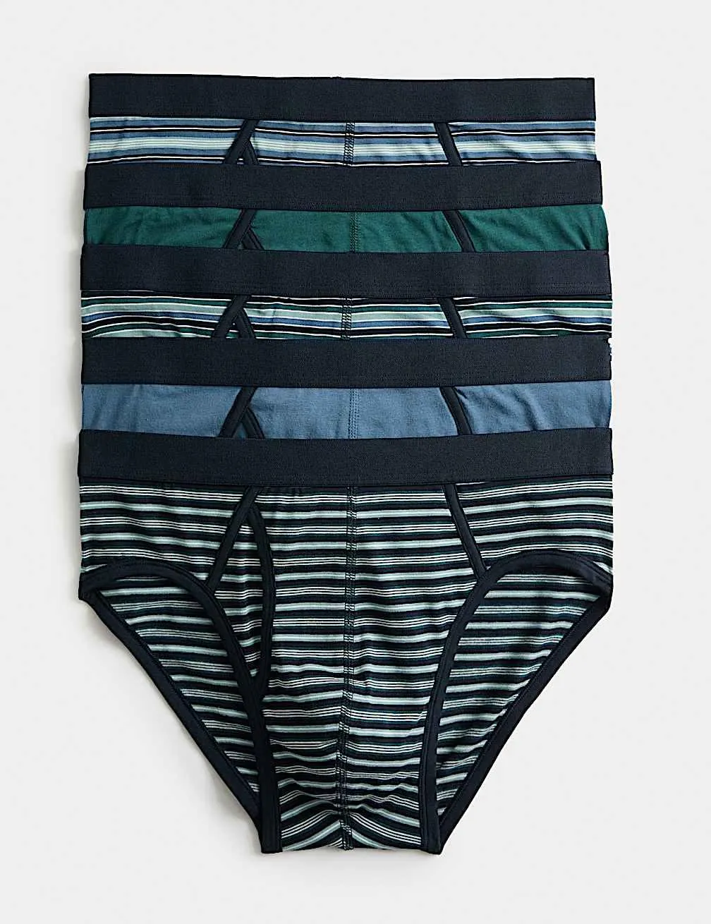 5 Pack Striped Cotton Rich Briefs