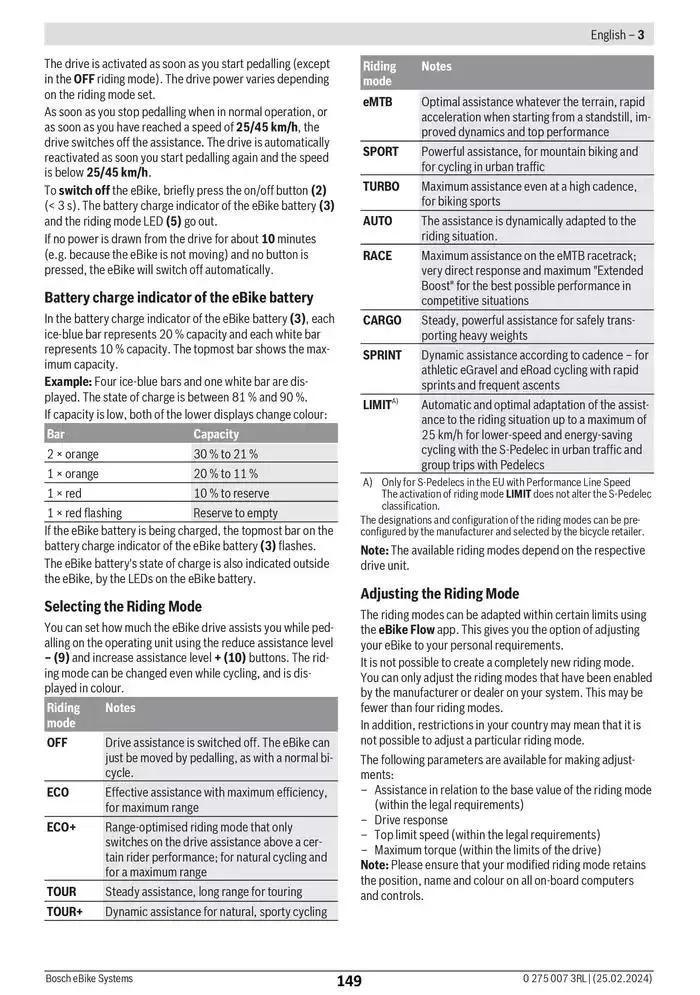 Electric Bike Manual van 12 februari tot 12 augustus 2025 - folder pagina 149