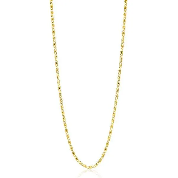 ZINZI gold plated zilveren scroll schakelketting, waarbij de schakels een dubbele krul/kronkeling maken 42-45cm ZIC2479G